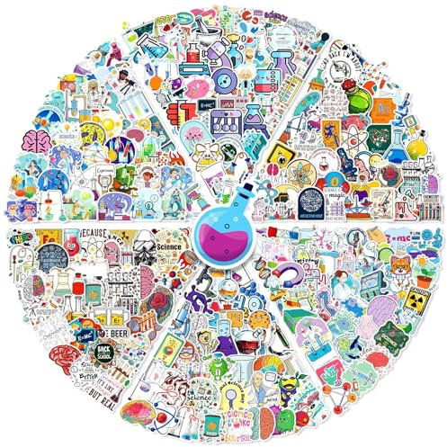 300 Pegatinas de Laboratorio de Ciencias, para Portátil, Agenda, Laptop, Skate, Botella de Agua, Guitarras, Maletas, Coches y Bicicletas, Impermeable Vinilo