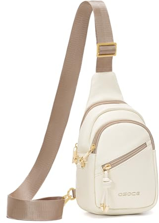 OSOCE Sac Bandoulière Femme Anti-Vol avec RFID - Sac Poitrine Sécurisé à Anneau Antivol - Banane Femme Élégante pour Voyage et Quotidien (sac de poitrine moderne)