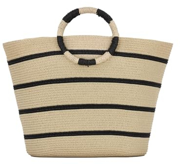 Fecialy Borse di paglia per le donne Borsa di paglia per la spiaggia estiva Borsa di paglia grande Tote Bags Rattan intrecciata di paglia
