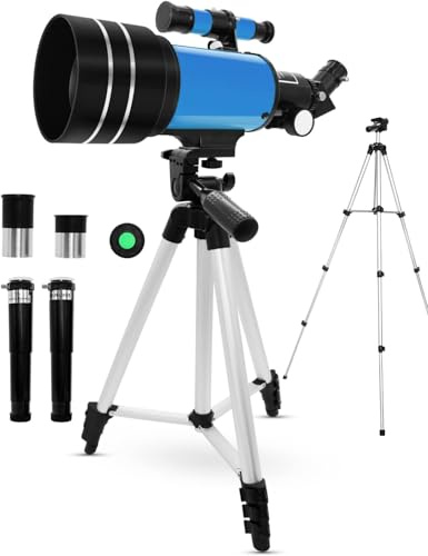 Telescope for Kids, 70mm Aperture 300mm Portable Astronomical Refractor Telescope with Tripod - Children's Astronomy Starter Kit with Eyepieces Barlow Lens, Educational Learning Toy for Beginners