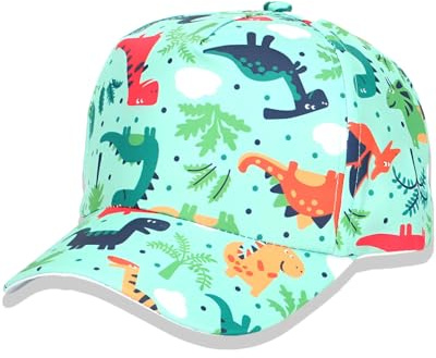 MOPZIJA 1PCS Cappellino da baseball per bambini e bambine, con ricamo a forma di dinosauro, regolabile, in cotone, con protezione UV, per l'estate, l'autunno, i bambini, per 2-6 anni, per bambini