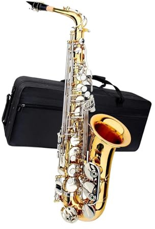 Professionell Saxofon Guld och silverfärgad altsaxofon för nybörjare set för vuxna Ess modell professionellt bleckblåsinstrument med träblåsstämma