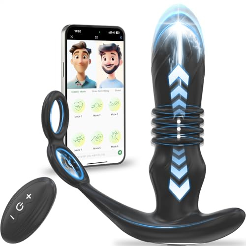 Vibrator Prostate Massager Thrusting Anal Plug with Cock Ring Male Sex Toys for Men Remote Control Vibrator Adult Toys 9 Vibrating Butt Plug Anal Toys Dildo Penis Sex Toyscouples for Couples Women