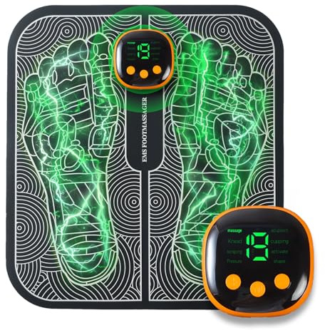 EMS Appareil de massage électrique pour les pieds, masseur de pieds électrique, 8 modes, 19 fréquences réglables, tapis de massage intelligent des pieds, portable rechargeable par USB