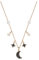 Swarovski Symbolic necklace, Moon and star, Black, Rose-gold tone plated