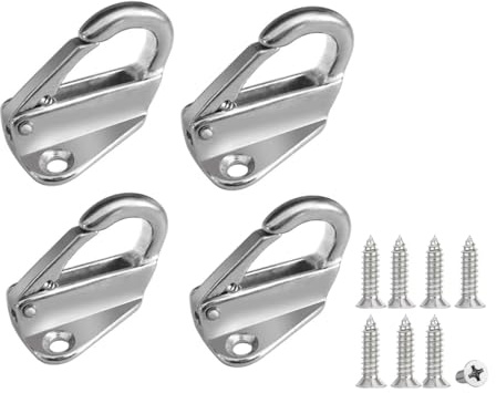 Paraphee Anti-Turbulence Coat Hanger Hooks Marine Yacht or Motor Homes, Anti-Corrosion 316 Stainless Steel, Pack-of-4 Half Spring Hooks