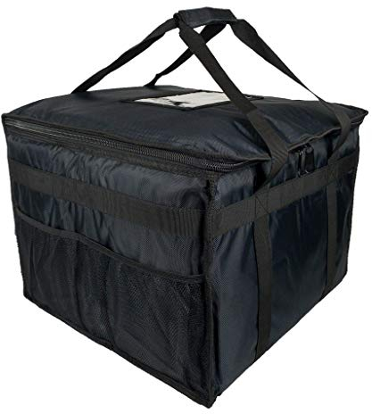 HFB70L Wärmespeichertasche für Pizza, Takeaway, Restaurant, Picknick, indisch, Chinesisch, Kebab, Catering, Liefertasche, thermisch isoliert, 45 x 45 x 35 cm, Schwarz