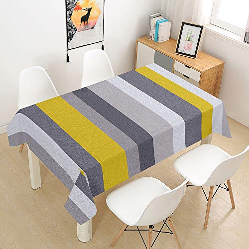 Hiser Tablecloth Waterproof Rectangular Wipe Clean, Easy Clean Oil-Proof Stain-Resistant Dust-Proof Polyester Suitable for Indoor and Outdoor (Gray,100x140cm)