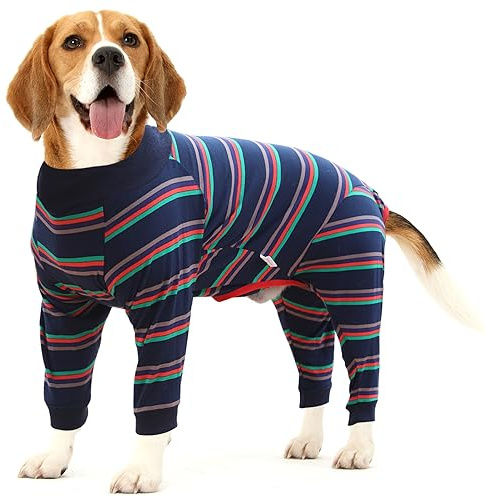 Dog Recovery Suit Abdominal Wound After Surgery Wear Prevent Licking Wounds E-Collar & Cone Alternatives Postoperative Shirt Dog Pajamas Long Sleeve Prevent Shedding (Medium, Blue)