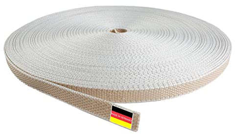 Inovatec 50 Meter Rollladengurt Mini 14mm für Tür und Fenster Rolladen - reißfest und UV-beständig - in Grau Weiß Beige Braun, Farbe:Beige