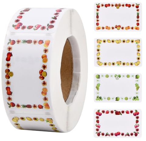 volumoon 500Stk Marmeladen Etiketten, 5 * 3cm Blumen Klebeetiketten, Selbstklebend Aufkleber zum Beschriften, Geschenkaufkleber, Etiketten Aufkleber für Gläs Flasche Handwerk Geschenkverpackung
