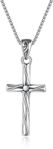 GAVU Collana Catena Acciaio Inox con Ciondolo Croce da Uomo 45cm