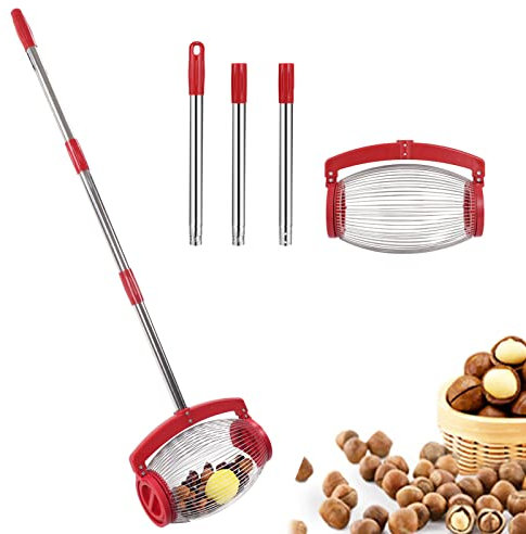 Nut Gatherer, Long Handle Nut Collector Tool Pecan Gatherer Rolling Nut Harvester Pecan Picker Garden Walnut Gatherer Pecan Harvester Fruit Picker Chestnut Golf Picker Collector (Rotation Cover)(Size: