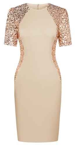 GRACE KARIN Ladies Dresses Sexy Gold Sequin Dress Short Sleeve Bodycon Party Mini Dress XXL