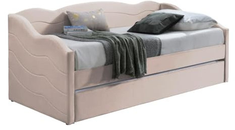 Vente-unique-Letto divano a scomparsa 2 x 90 x 190 cm Velluto Rosa - LENVIA