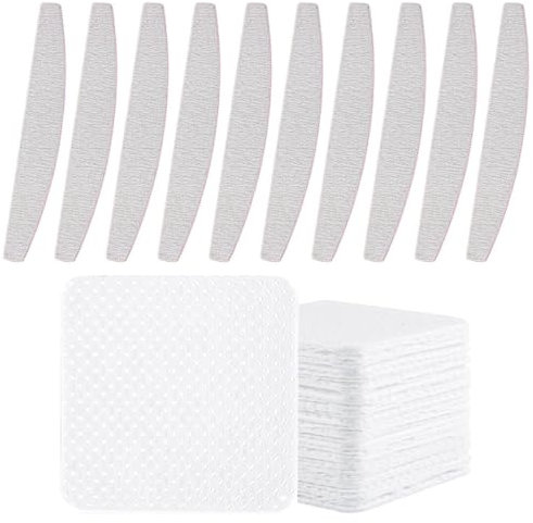 FENQURO Lima de uñas profesional, 10 unidades de doble cara, lima 100/180 grano lavable para uñas, 300 Piezas de Celulosa para Uñas sin Pelusa para Manicura Semipermanente, Celulosa para Uñas
