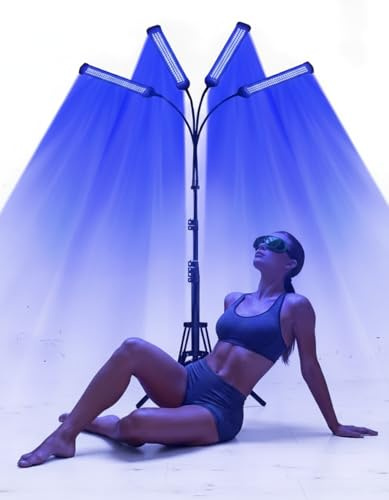 JITESY Bräunungslampe,460NM&490NM Bräunungslampe,60W Blaues Licht Bräunungslicht Solarium für Den Heimgebrauch Gesicht Und Körper,Doppelte Halterung Gesichtsbräuner Solarium mit 432 Stück LEDs