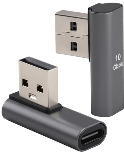 JinRuiCPeng 2 st USB C-vinkeladapter, 90° vinkel typ C-adapter, USB 90-graders adapter, med 10 Gbit/s data och 100 W PD snabbladdning, robust Adap TER-vinkel av aluminium, för bärbara datorer och