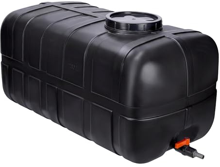Garronda Tanica 280L Acqua con Rubinetto – Serbatoio Acqua Piovana e Potabile in Plastica HDPE Alimentare Contenitore con Coperchio a Vite per Esterno Camper Orto Uso Agricolo Nero GD-0098