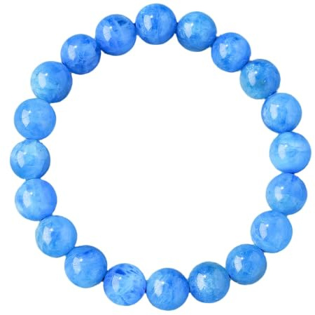 Blå Apatit Healing Crystal Armband, Runda Pärlor Naturliga