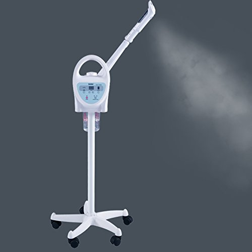 EDELWEISS BEAUTY Vaporizador Facial Ozóno Profesional Rojo Hot, Facial Steamer, Steam Facial, Desintoxicante y Limpiador en Profundidad, Acero Inoxidable