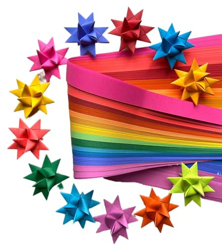 1/2 Bright Rainbow Froebel Moravian German Star Paper Strips Origami Ornaments Colorful Craft Projects (100 Strips)