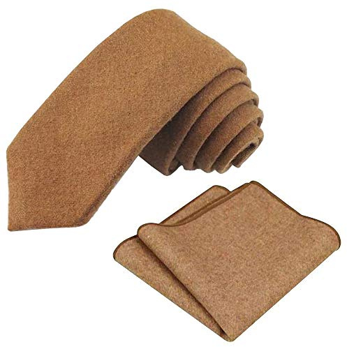 DB Dickie Bow Ensemble cravate et carré de poche en laine pour homme, Camel, taille unique