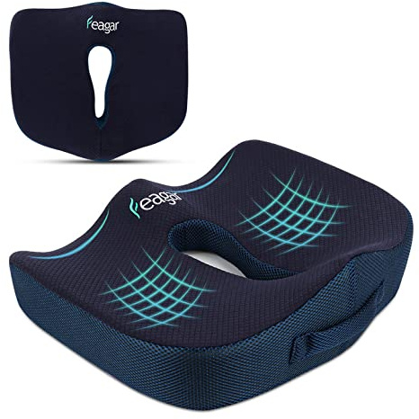 Feagar Seat Cushion for Back Pain - Orthopedic Non-Slip Memory Foam Coccyx Cushion for Tailbone Relief Sciatica Hemorrhoid, Office Chair Cushions Wheelchair, Kitchen Chairs, Recliner, Car Seats