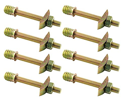 RLECS 8 Stück Gewindestangenverbinder Kit 4 in 1 Metall Möbel Verbindungsbeschläge mit Semilunar Stecker M8 Halbmondmutter