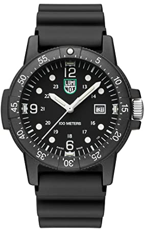 Luminox G Sea Bass Carbonox X2.2001 herrklocka 44 mm – militärklocka i svart datumfunktion 100 m vattentålig, svart, Svart, rem