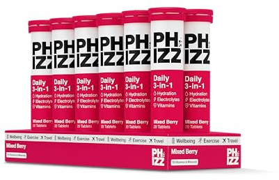Phizz Electrolytes, Multivitamin & Hydration Tablets - 240 Effervescent Rehydration Electrolyte Tablets - 18 Vitamins & Minerals, Vitamin C, Vegan, Vegetarian & Low Calorie (Mixed Berry, 240 Tablets)