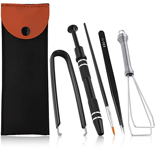 Kit Lubricante Teclado, 5 Piezas Extractor de Teclas de Teclado Mecánico Contiene Extractor de Teclas, Switch Opener, Soporte de Vástago de Interruptor, Cepillo Lubricante, Pinzas (Negro)