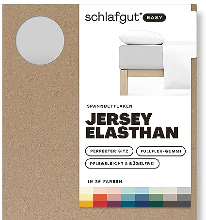 Schlafgut Easy Jersey Elasthan Spannbettlaken 120x200 bis 130x220 Grey Light, Spannbetttuch aus superweicher Baumwolle mit Elasthan