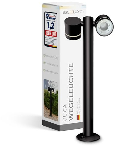 SSC-LUXon ULICA lampe extérieure sur pied double spot GX53 orientable IP54 – borne lumineuse jardin 230V pour allée terrasse et éclairage extérieur moderne