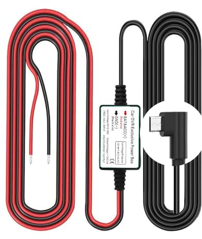 Gebildet Dash CAM Hardwire Kit, Puerto Conector Micro USB L, Protección de Bajo Voltaje para Cámaras Dash CAM, DC 12V-24V a 5V/2.5A MAX Kit de Cable de Cargador de Coche con Fusible
