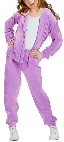 Woolicity Ragazze Felpe Set Velluto Tracksuit 2 Pezzi Outfits Zip Up Hoodies e Pantaloni Abbigliamento Sportivo Jogging Set