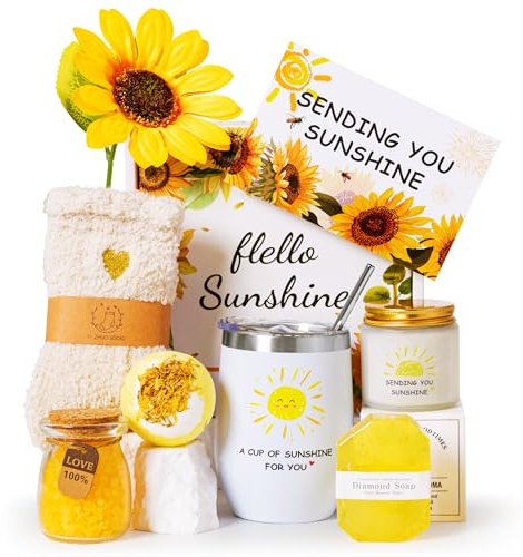 Birthday Pamper Gifts For Women,Sending Sunshine Get Well Soon Gifts Basket Self Care Package Relaxation Spa Bath Set Christmas Hamper Presents Box thank you Gift for Mum Friends Sisters Wife