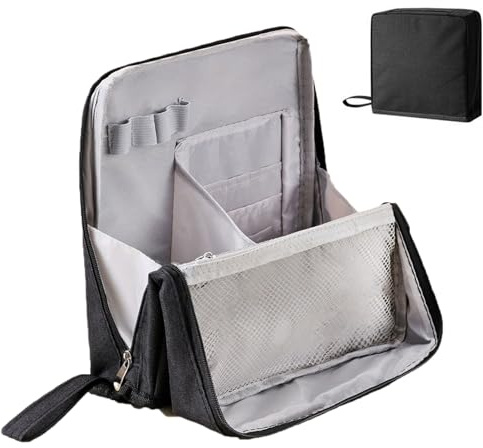 Trousse à Maquillage Debout,Trousse à Crayons Debout Sac de Rangement Cosmétique pour Voyage | Solution de Rangement Imperméable Portable avec Compartiments pour Articles de Toilette, Noir, verwijzen