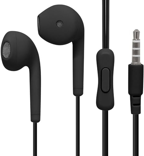 Waytex Écouteurs filaires Intra-Auriculaires avec Micro et Prise Jack 3.5 mm – Kit Mains Libres Compatible Toutes Marques, Smartphone, PC, Tablette, Lecteur MP3 – Noir