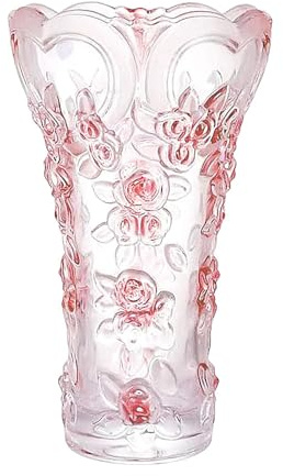 Grande vaso in cristallo rosa alto 30 cm, design unico, vaso di fiori di prugna rosa, vasi moderni per soggiorno, camera da letto, cucina, tavolo da pranzo, caminetto, matrimonio,