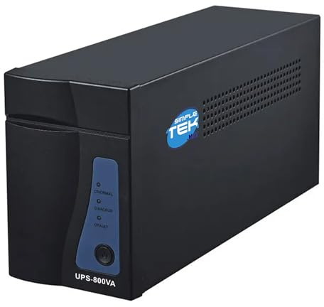 SIMPLETEK - Sistema de alimentación ininterrumpida UPS 800 VA / 320 W con 2 tomas Schuko/UE, protección contra cortocircuitos, carga sin conexión, función de encendido automático de CA