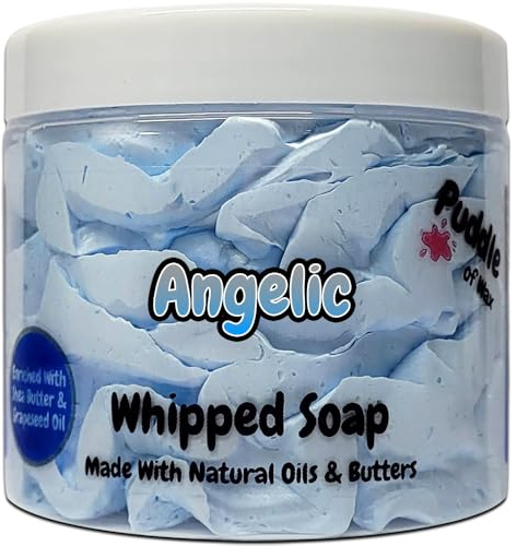 Angelic Whipped Soap Body Wash - 150g - Natural Oils and Butters - Perfume Scent - Vegan Friendly - Puddle of Wax - Made in the UK