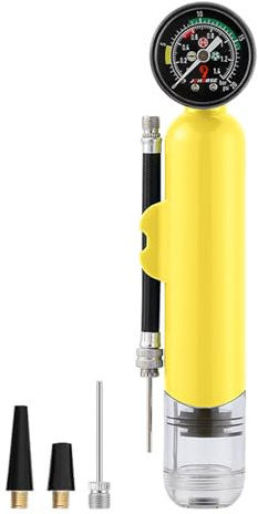Zkydhbd Pompes à pneus manuelles 20 PSI avec manomètre pour ballon de volley-ball, basket-ball, pompe de gonflage portable, outil de gonflage de balles portable