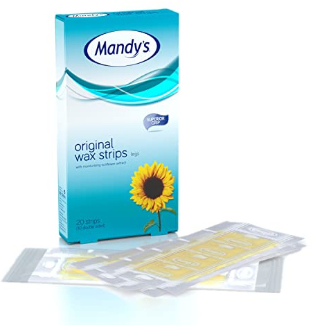 MANDY'S Wax Strips - 10 Double Sided Cold Wax Strips with Crystal Strips for Leg & Body – Superior Grip for coarse hair