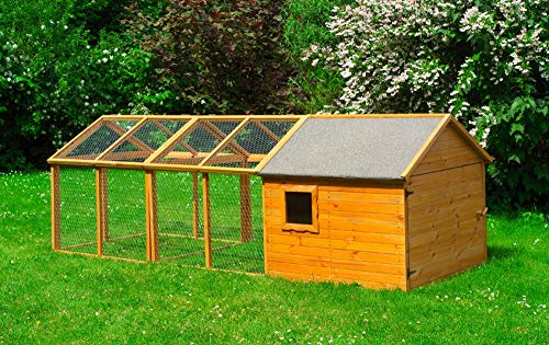 Beauty.Scouts Outdoor Dino Collection Kleintierstall Bunny, Kiefer, 304x116x103 cm, inkl. Auslauf, Kaninchengehege, Kaninchenstall, Meerschweinchenstall, Kleintiergehege, Kleintierhaus