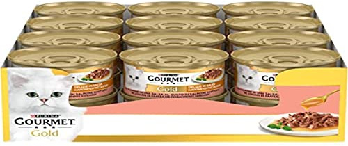GOURMET Gold Delizie in Salsa Cibo Umido per Gatti Adulti Filettini con Salmone 24 Lattine da 85g