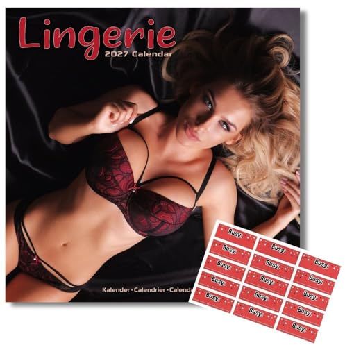 Avonside Lingerie 2027 Square Calendar with Organisational Stickers | 16 Month Square Wall Calendar, Month to View Layout, Marked UK Holidays, High Quality Images, Home or Office Planner, 12x12in