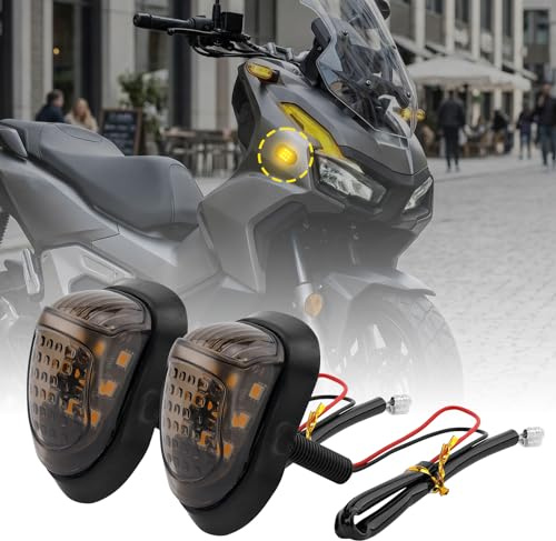 Riloer Universal Motorcycle Turn Signal LED Flashing Amber Indicator Light Lamp 9 LED High Brightness, Waterproof ABS Housing, Replacement for Motorcycle, Scooter, Electric Bike 12V