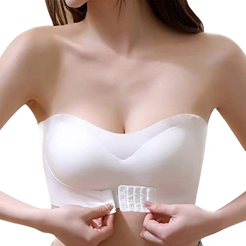 Soutien-Gorge Bandeau avec Bretelles Amovibles sans Armatures Brassière Boucle Avant Réglable Élastique,Femme Minimiseur Soutien-Gorge sans Bretelles,Soutien-Gorge Anti-Glissant Bandeau Push Up