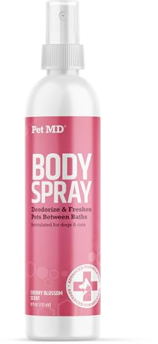 Pet MD Body Spray for Dogs & Cats, Deodorizing Dog Perfume Reduces Static & Eliminates Odor - Long-Lasting Pet Cologne Spray for Dogs - Cherry Blossom
